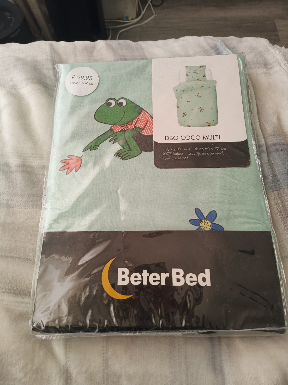 Nieuwe Beter Bed dekbedovertrekset Kikker - DBO Coco Multi, Eenpersoons, Dekbedovertrek, Nieuw, Ophalen of Verzenden