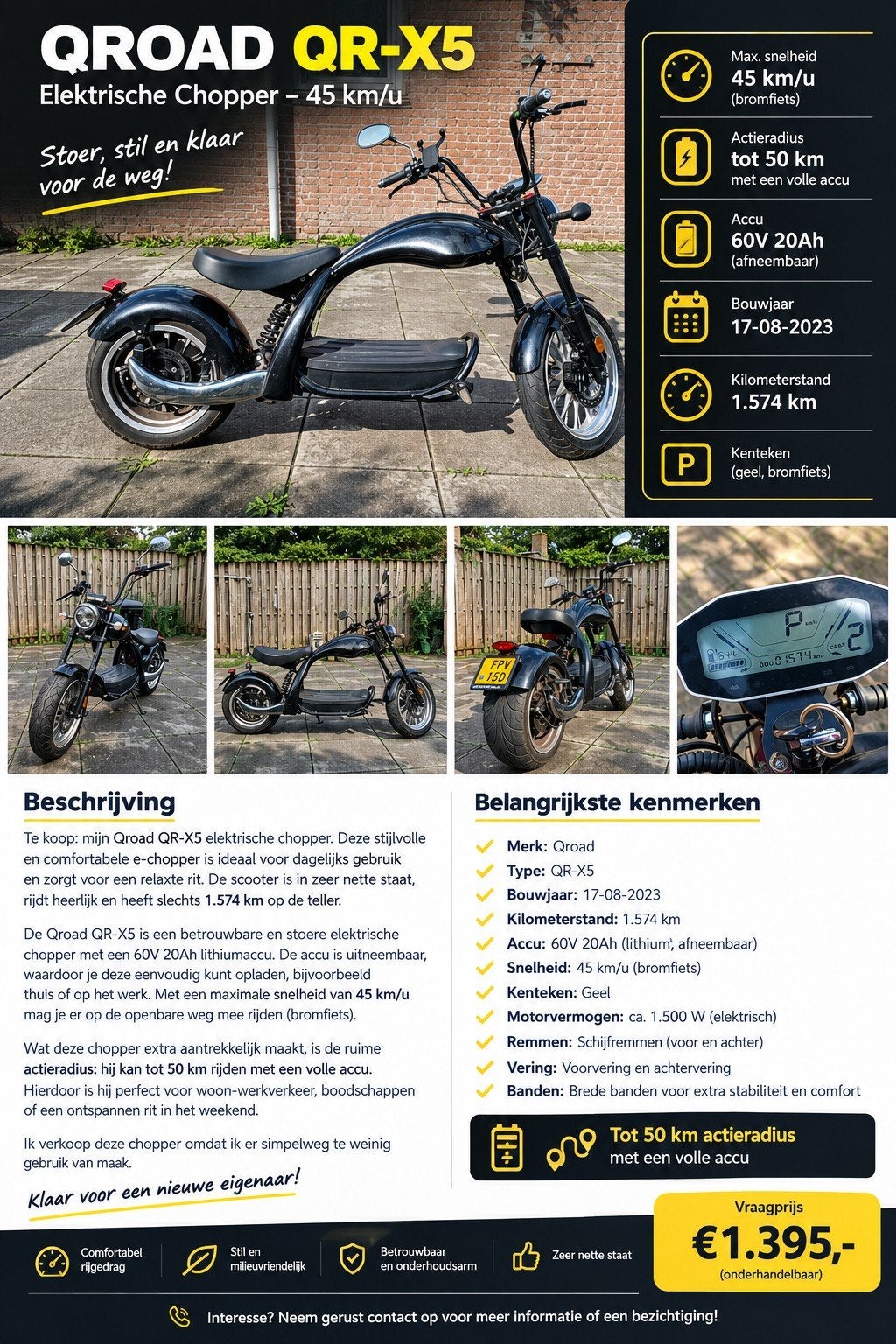 e chopper elektrische scooter, Fietsen en Brommers, Ophalen, Overige merken