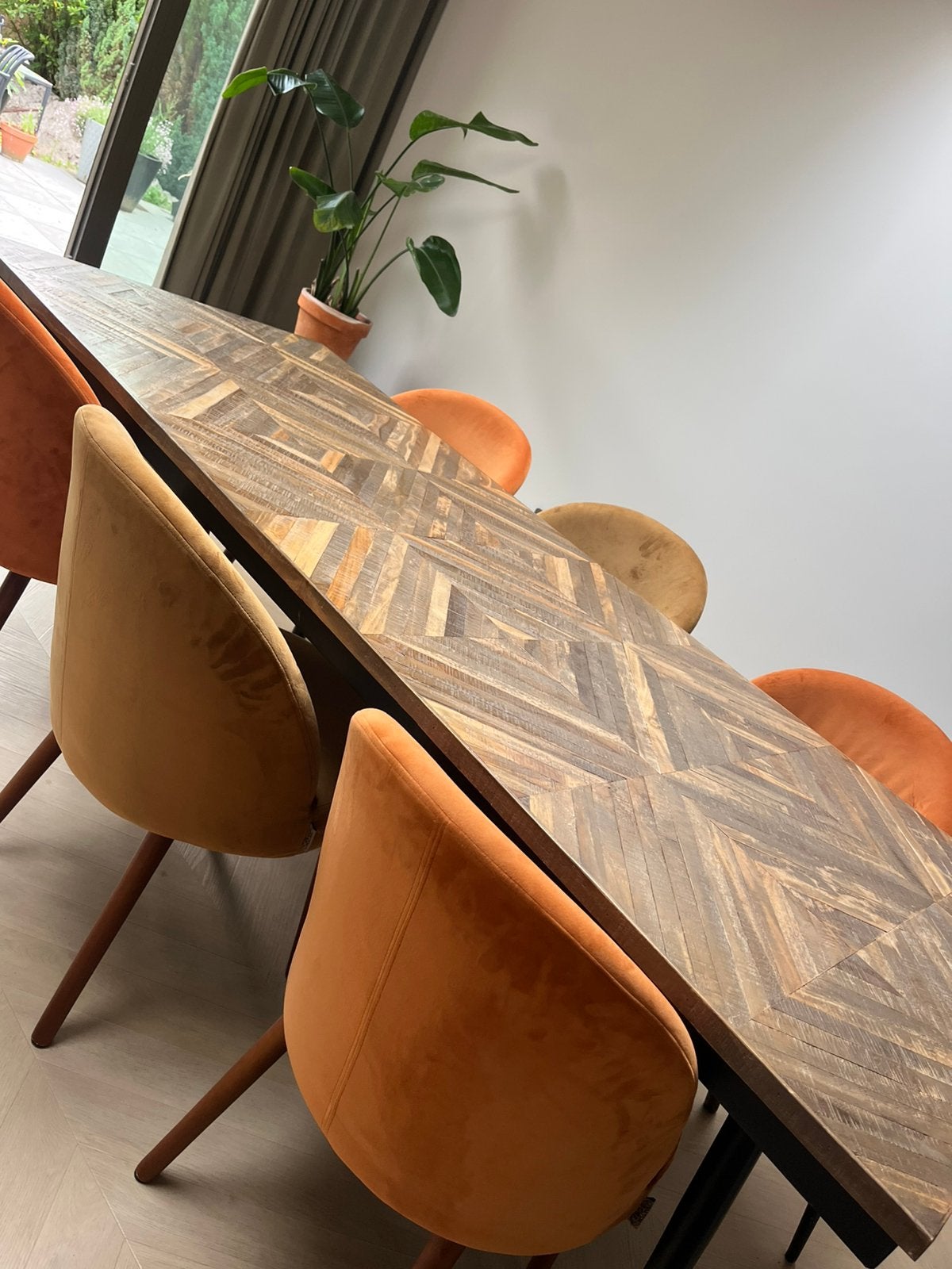 BePureHome eettafel rhombic hout 220x90, Huis en Inrichting, Tafels | Eettafels, Zo goed als nieuw, 50 tot 100 cm, 200 cm of meer