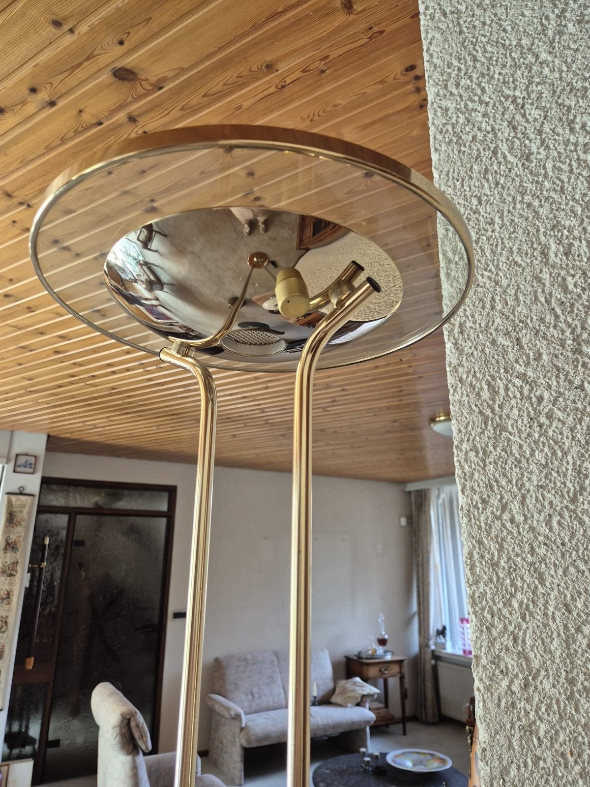 Estiluz Leonardo Marelli Halogeen Vloerlamp 24k verguld goud, Ophalen, Overige fittingen, Metaal, 150 tot 200 cm