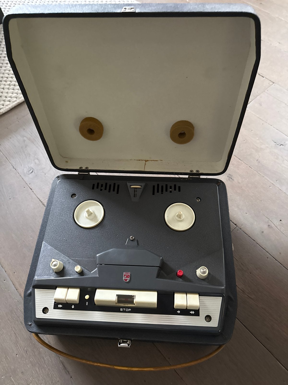 Vintage Philips Bandrecorder -, Ophalen, Bandrecorder, Met stofkap