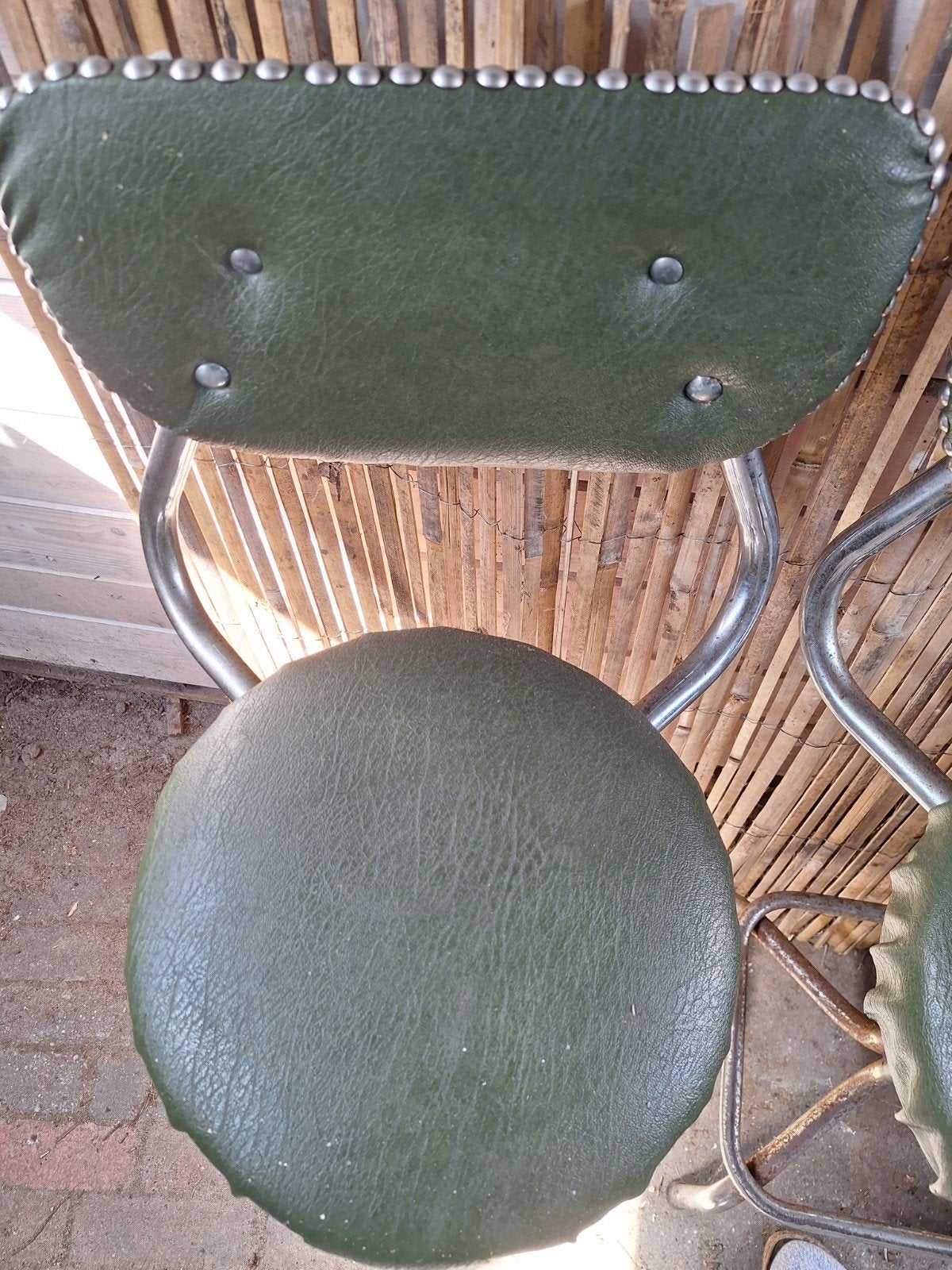5 x Vintage barkrukken.   Groen chroom ., Ophalen