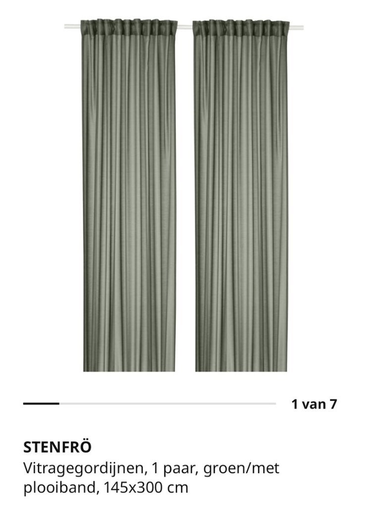 Gezocht  Stenfrö gordijnen van Ikea kleur groen, Huis en Inrichting, 300 cm, Ophalen of Verzenden, IKEA, Groen