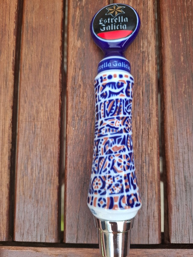 Originele taphendel Estrella Galicia cerveza / bier, Ophalen of Verzenden, Nieuw, Reclamebord, Plaat of Schild, Overige merken