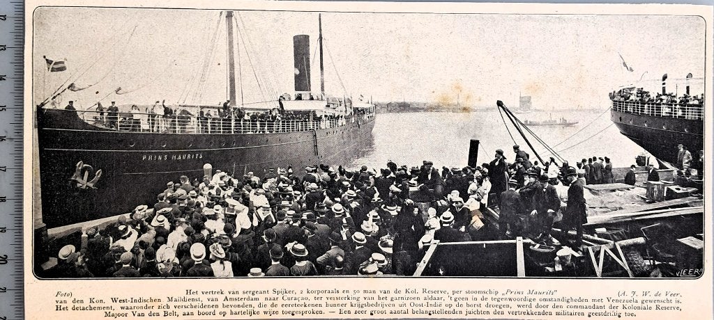 Leger 1908:vertrek Kol.Reserve naar Curacao met serg.Spijker, Verzenden, Voor 1940, Gebruikt, Overige onderwerpen