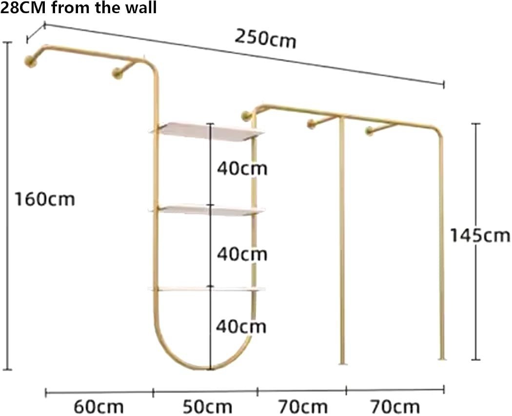 Gouden kledingrek / garderoberek met planken 250 cm  kleding, Ophalen, Modern, Industrieel, Met plank(en), Nieuw