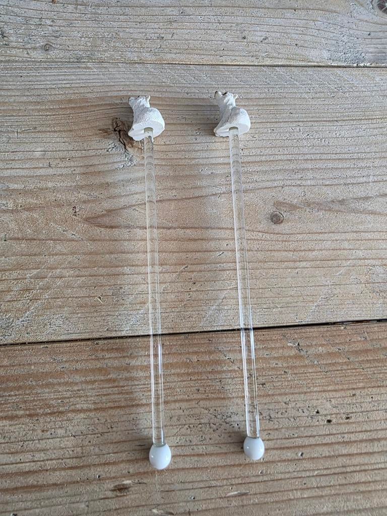 Luxe Glazen Cocktail-stokjes Ijsbeer - 2 stuks, Ophalen of Verzenden