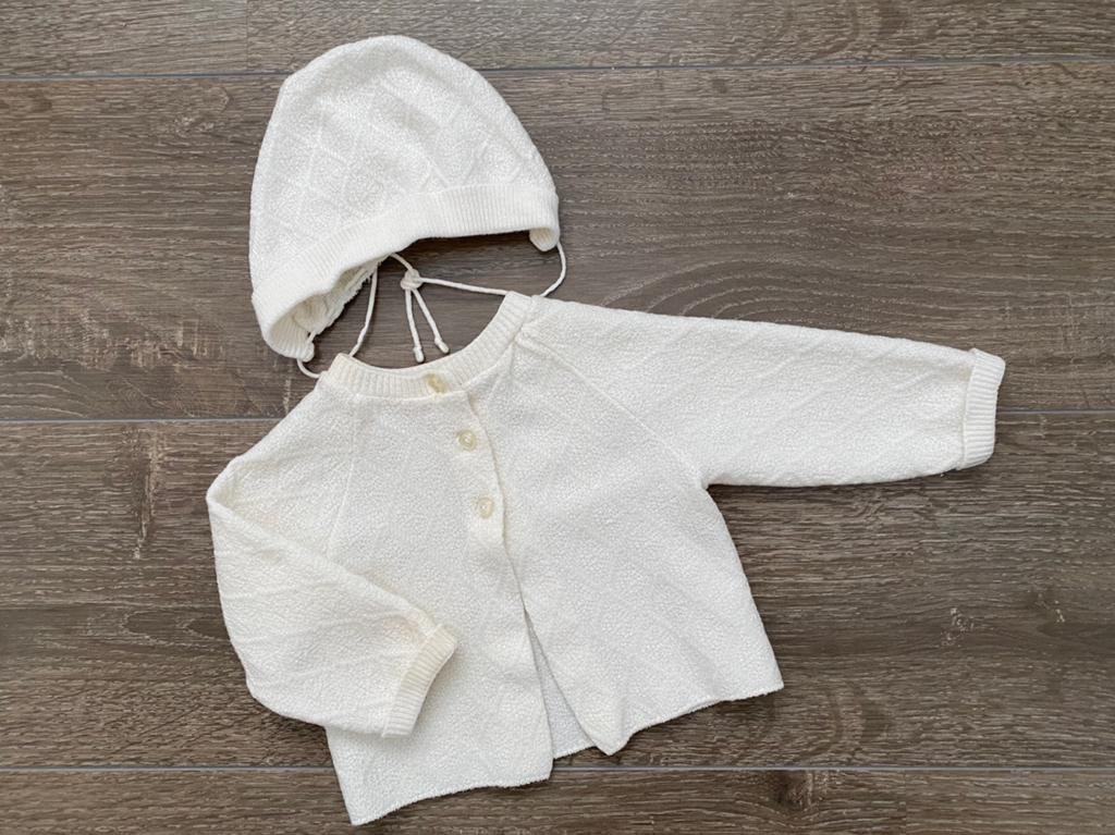 Zgan vintage baby vestje met mutsje maat 74 uit 1969., Kinderen en Baby's, Babykleding | Overige, Ophalen of Verzenden, Zo goed als nieuw