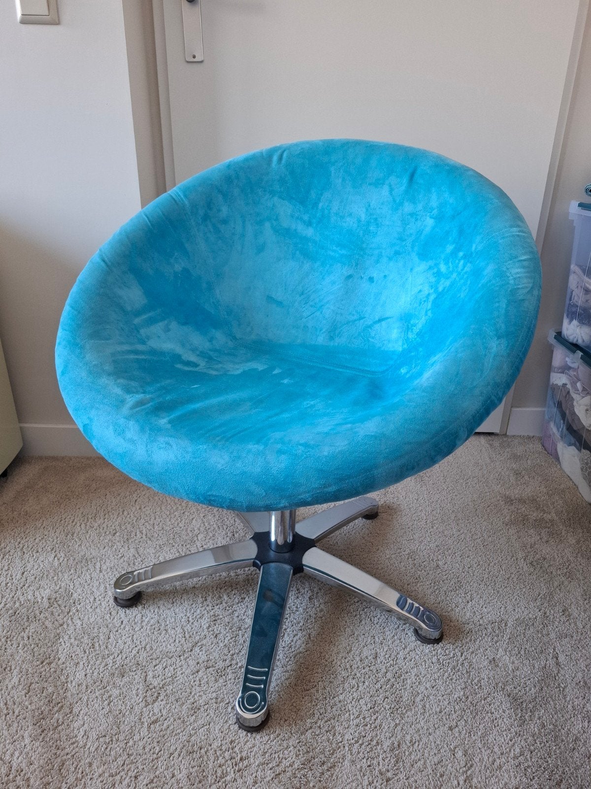 Blauwe draaibare kuipstoel - Gebruikt, goede staat, Ophalen, Gebruikt, Blauw, Eén