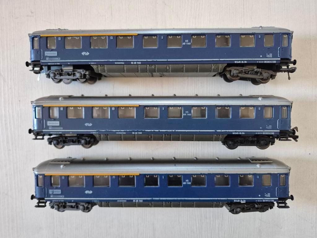 3 Fleischmann H0 NS 5154 rijtuigen AB 7363, Hobby en Vrije tijd, Gebruikt, Gelijkstroom, Fleischmann, Wagon