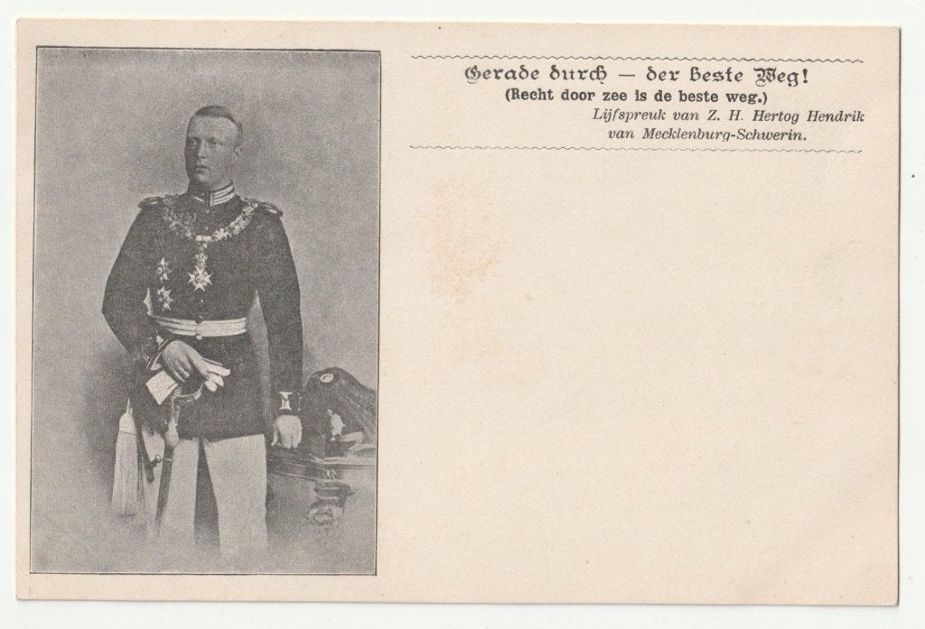 Lijfspreuk Prins Hendrik op ansichtkaart stempel verzamelaar, Verzamelen, Koninklijk Huis en Royalty, Gebruikt, Verzenden, Kaart, Foto of Prent