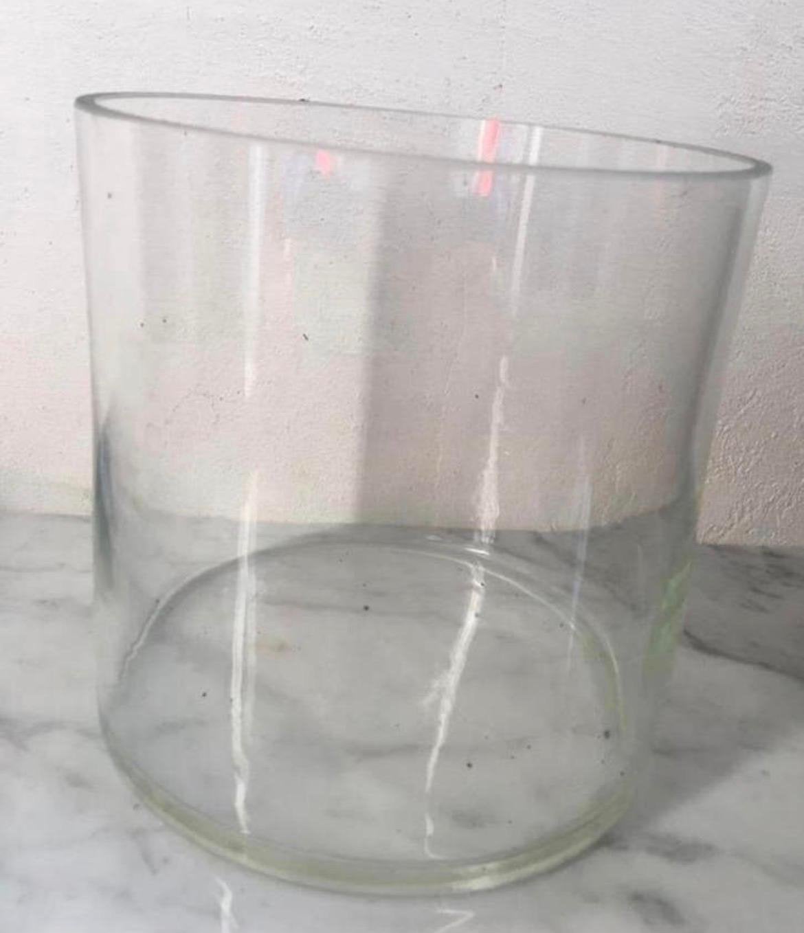 Mooie glazen cilinder vaas transparant 15x15cm, Ophalen, Handgemaakt, Transparant, 15 cm