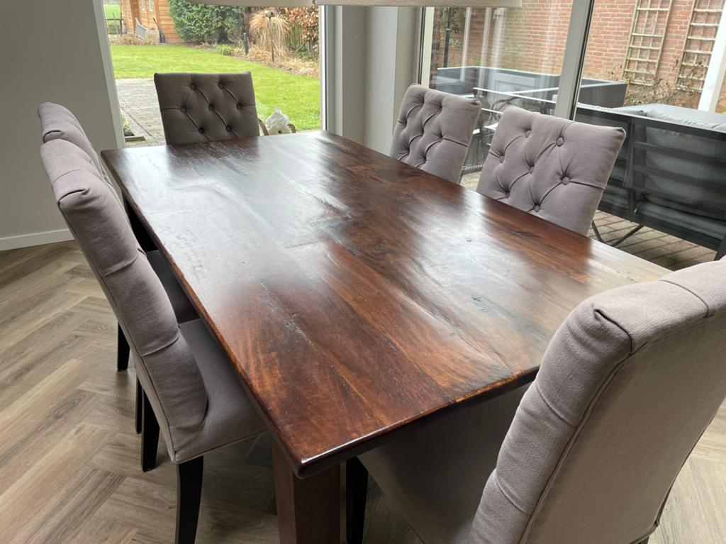 Houten landelijke eettafel 100x190cm, Huis en Inrichting, Tafels | Eettafels, Ophalen, Gebruikt, 200 cm of meer, 50 tot 100 cm