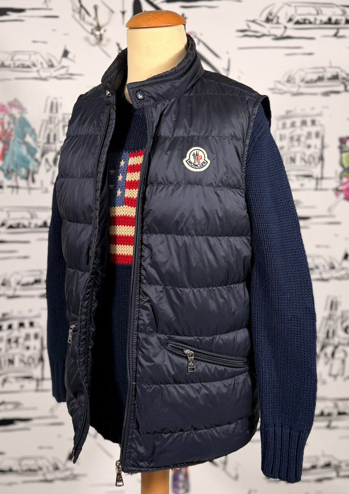 Moncler Gui navy bodywarmer dons jas maat 14, Moncler EU, Verzenden, Jongen of Meisje, Zo goed als nieuw
