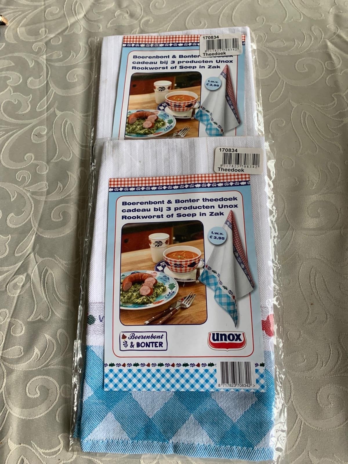 Unox Boerenbont & Bonter Theedoek - Nieuw, Ophalen of Verzenden, Nieuw, Wit, Theedoek of Handdoek
