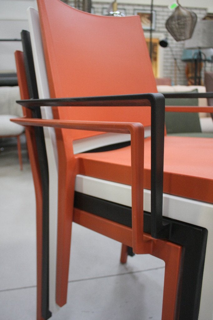 Trendy stoelen tuinstoelen terras horeca wit zwart brique, Huis en Inrichting, Ophalen, Nieuw, Kunststof, Vijf, Zes of meer stoelen