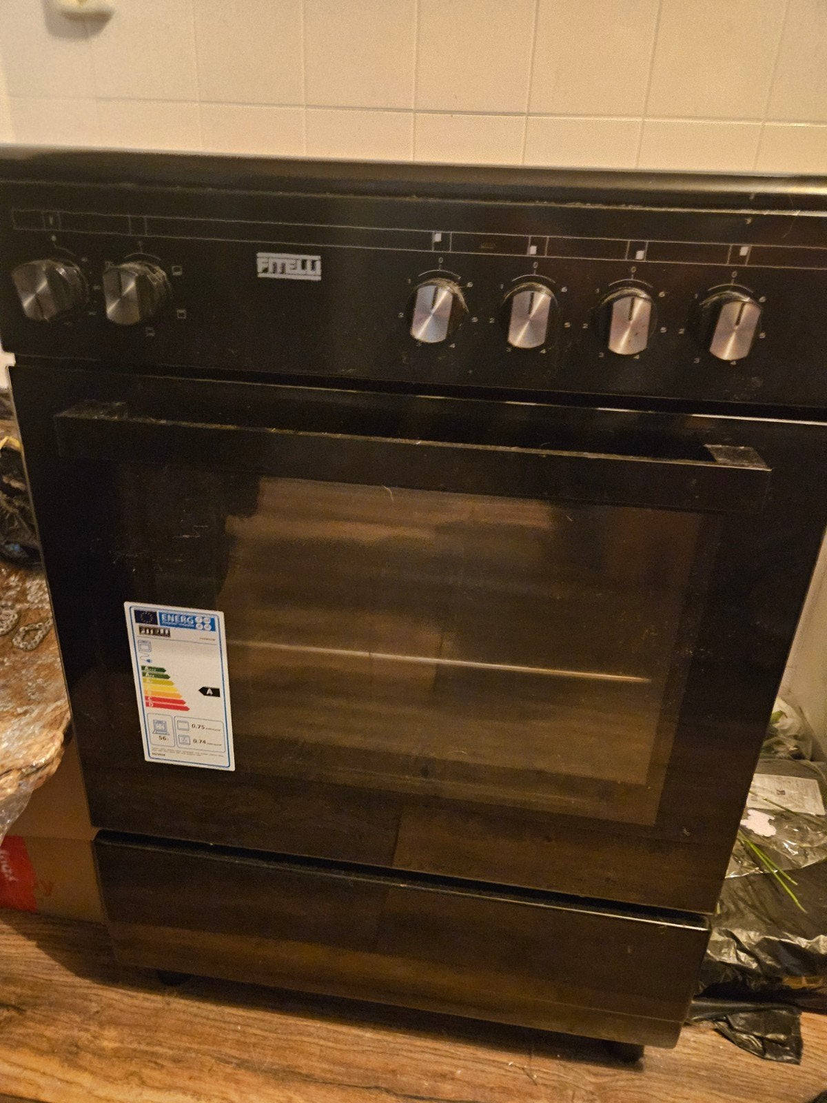 FITELLI Vrijstaand Fornuis met Oven - Zwart, Witgoed en Apparatuur, Fornuizen, Ophalen, Gebruikt, Hete lucht, 60 cm of meer