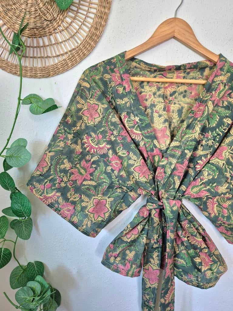 Handmade kimono van handgeverfde India katoen allsize, Kleding | Dames, Maat 46/48 (XL) of groter, Nieuw, Ophalen of Verzenden