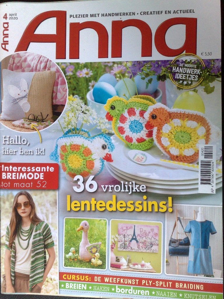 Anna Plezier met handwerken , vrolijke lentedessins 4 / 2020, Verzenden, Zo goed als nieuw, Breien of Haken, Patroon of Boek