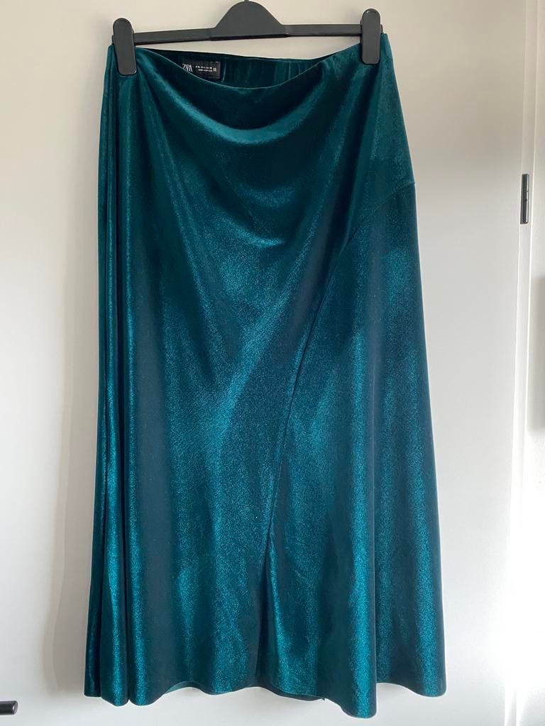 MAXI ROK FLUWEEL GROEN XL, Zara, Maat 46/48 (XL) of groter, Ophalen of Verzenden, Zo goed als nieuw