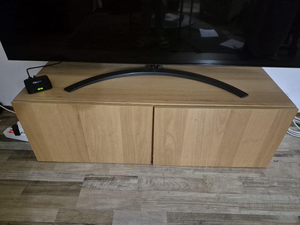 Houten TV-meubel met Opbergruimte - Wooden TV Stand, Ophalen, 100 tot 150 cm, Zo goed als nieuw, Minder dan 100 cm