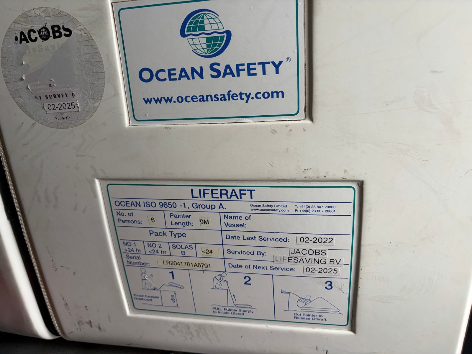 Ocean Safety reddingsvlot 6 personen - Gekeurd tot 02-2025, Ophalen, Gebruikt, Overige typen