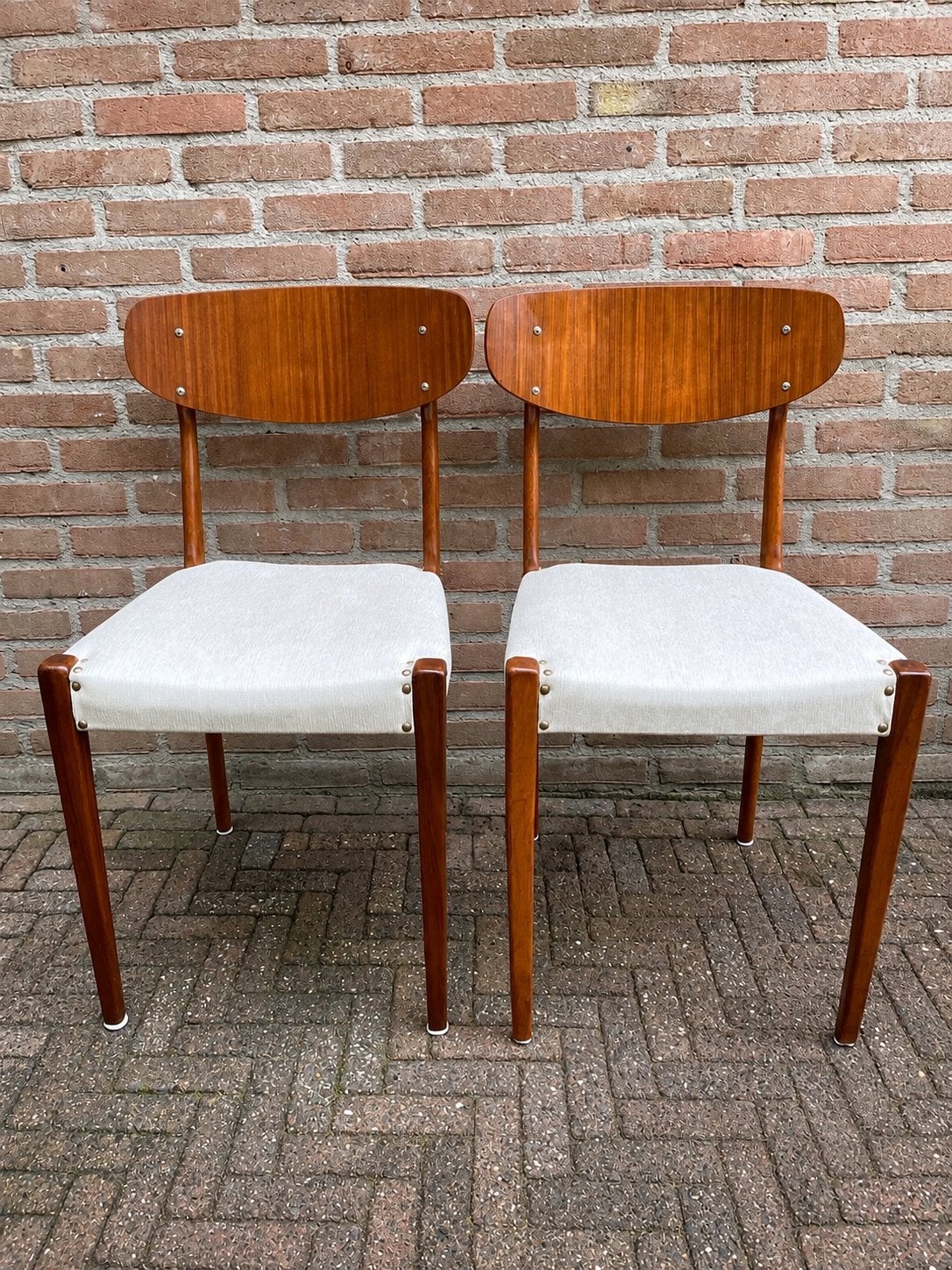 2 teak stoelen Mid Century – Scandinavische stijl, Ophalen, Gebruikt, Bruin, Hout