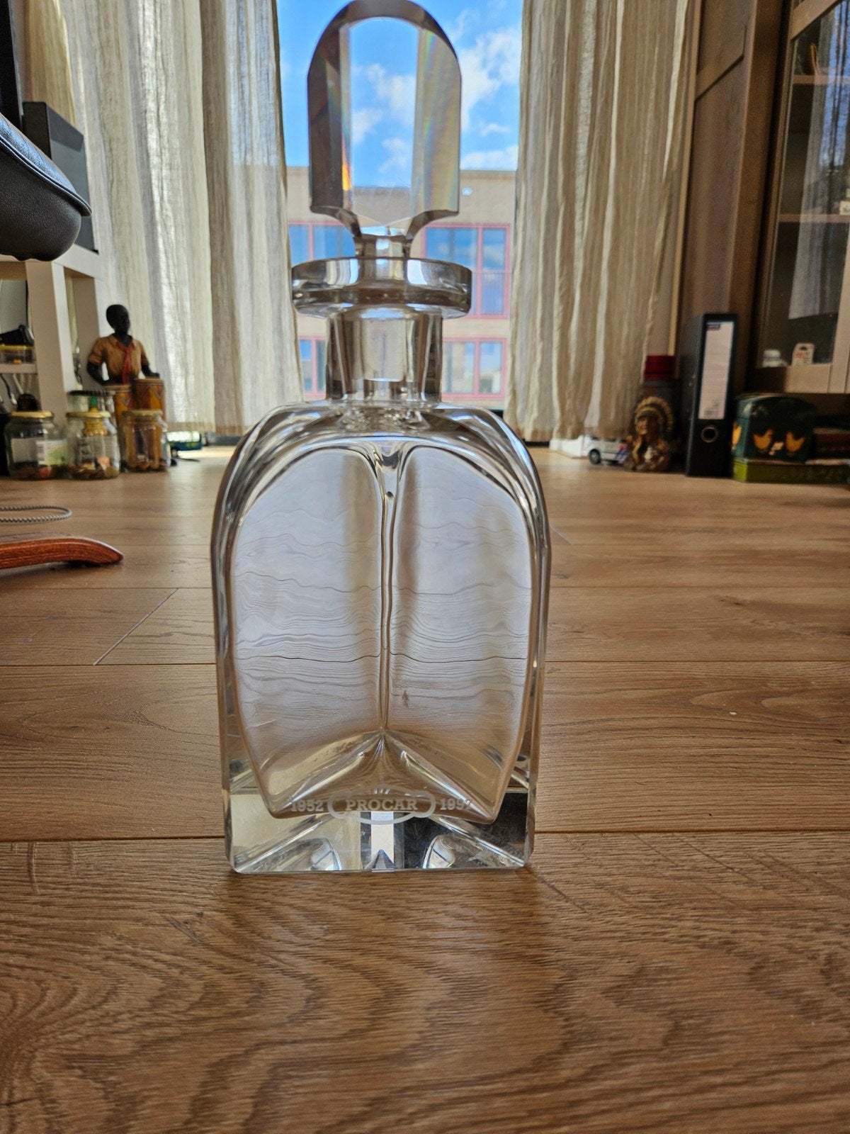 Elegante glazen karaf met stop, Ophalen of Verzenden