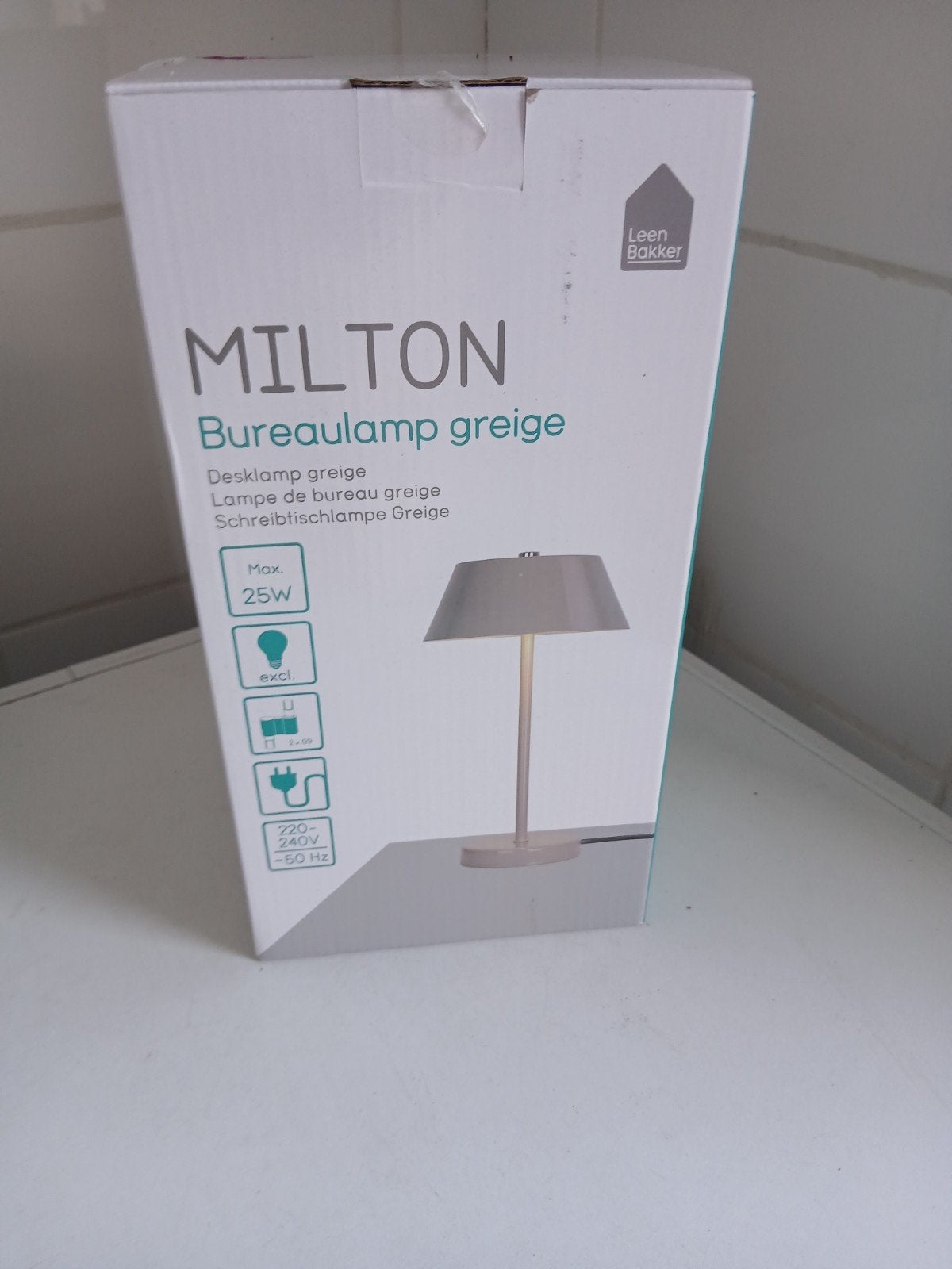 Nieuwe Milton Bureaulamp Greige - Leen Bakker, Bureaulamp, Overige merken, Nieuw, Ophalen of Verzenden