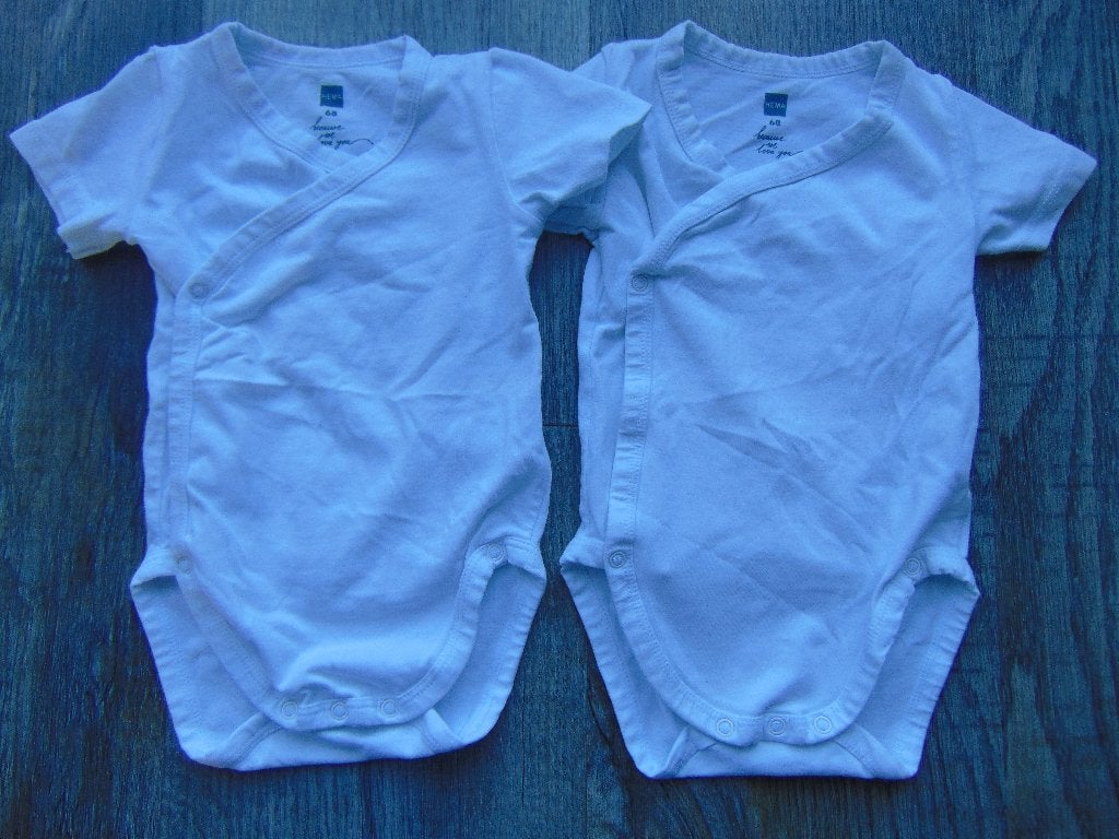 Hema set 2x romper wit maat 68 overslagrompers rompers, Nacht- of Onderkleding, Ophalen of Verzenden, Zo goed als nieuw, Hema