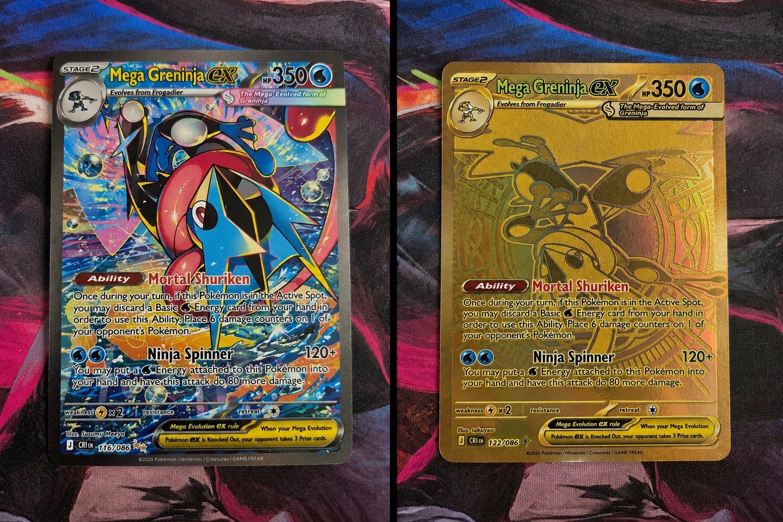 2 Top Chase Pokemonkaarten: Mega Greninja EX - Chaos Rising, Ophalen, Nieuw, Meerdere kaarten, Foil