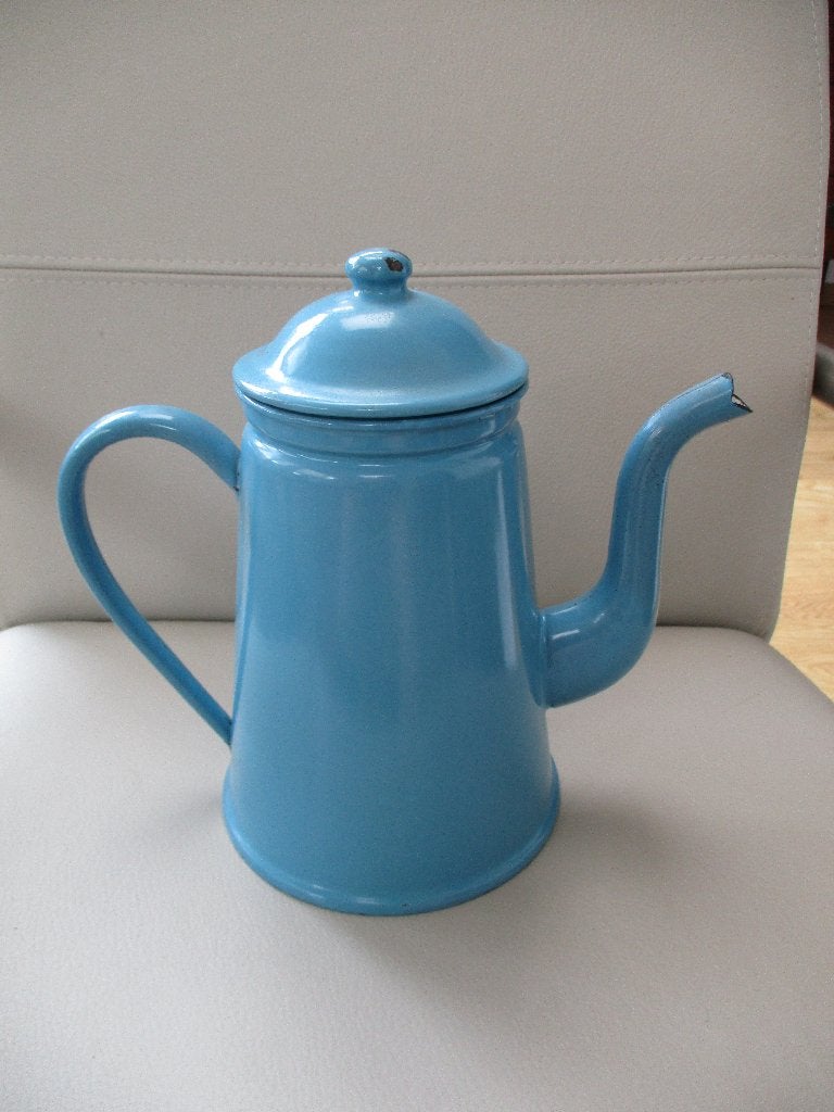 GM - emaille - schenkkan, Gebruikt, Blauw, Ophalen of Verzenden, Landelijk