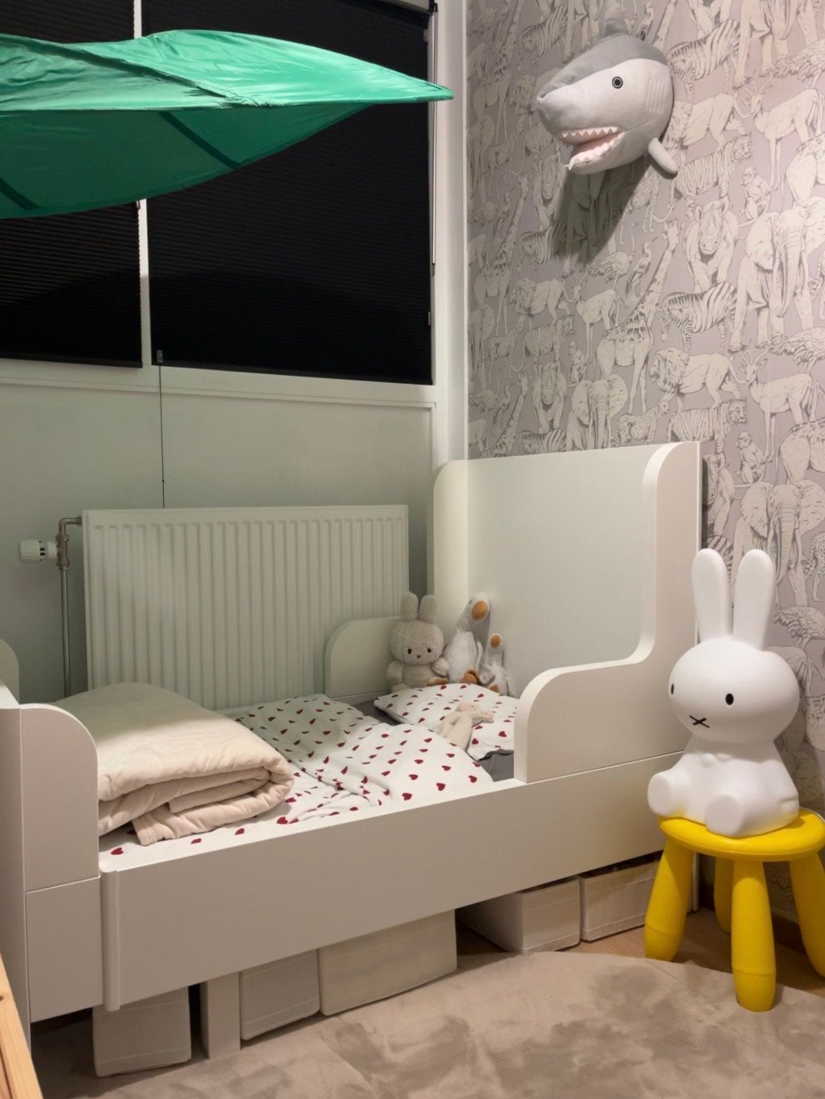 IKEA Busunge uitschuifbed - Wit, Ophalen, Gebruikt, 70 tot 85 cm, Lattenbodem