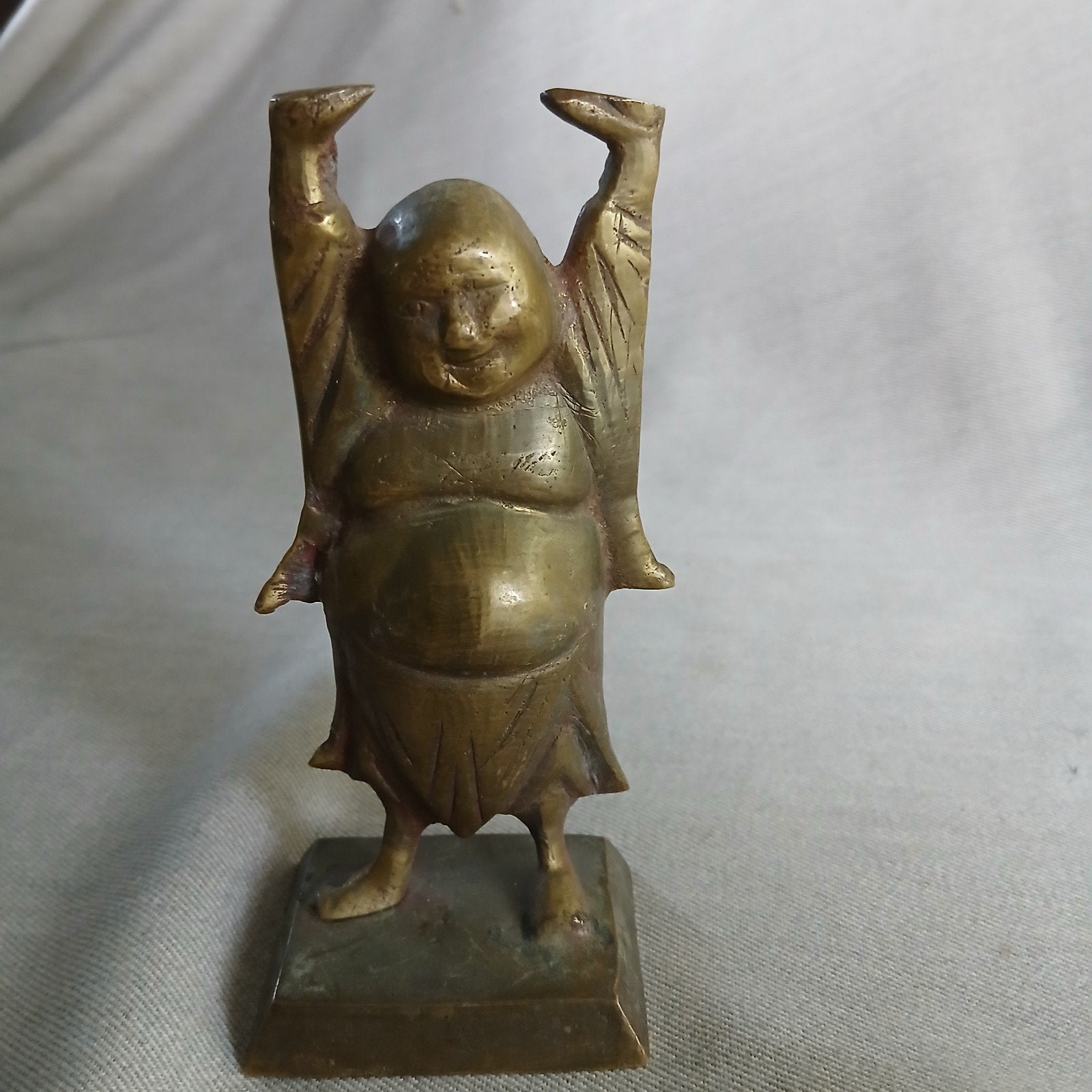 metalen staande "lachende Boedha", Ophalen of Verzenden, Gebruikt