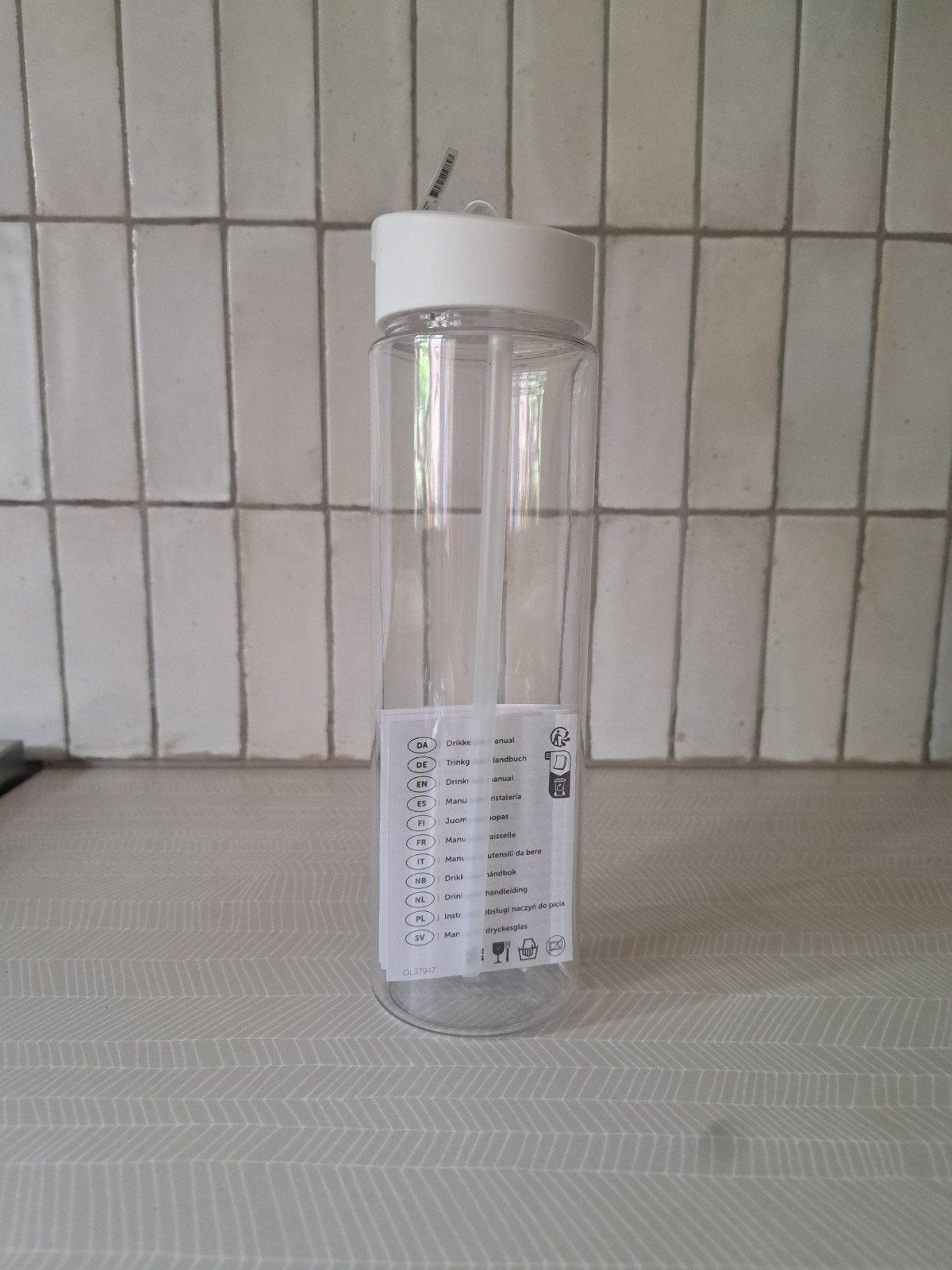 Plastic drinkfles met ingebouwd rietje, Ophalen, Nieuw