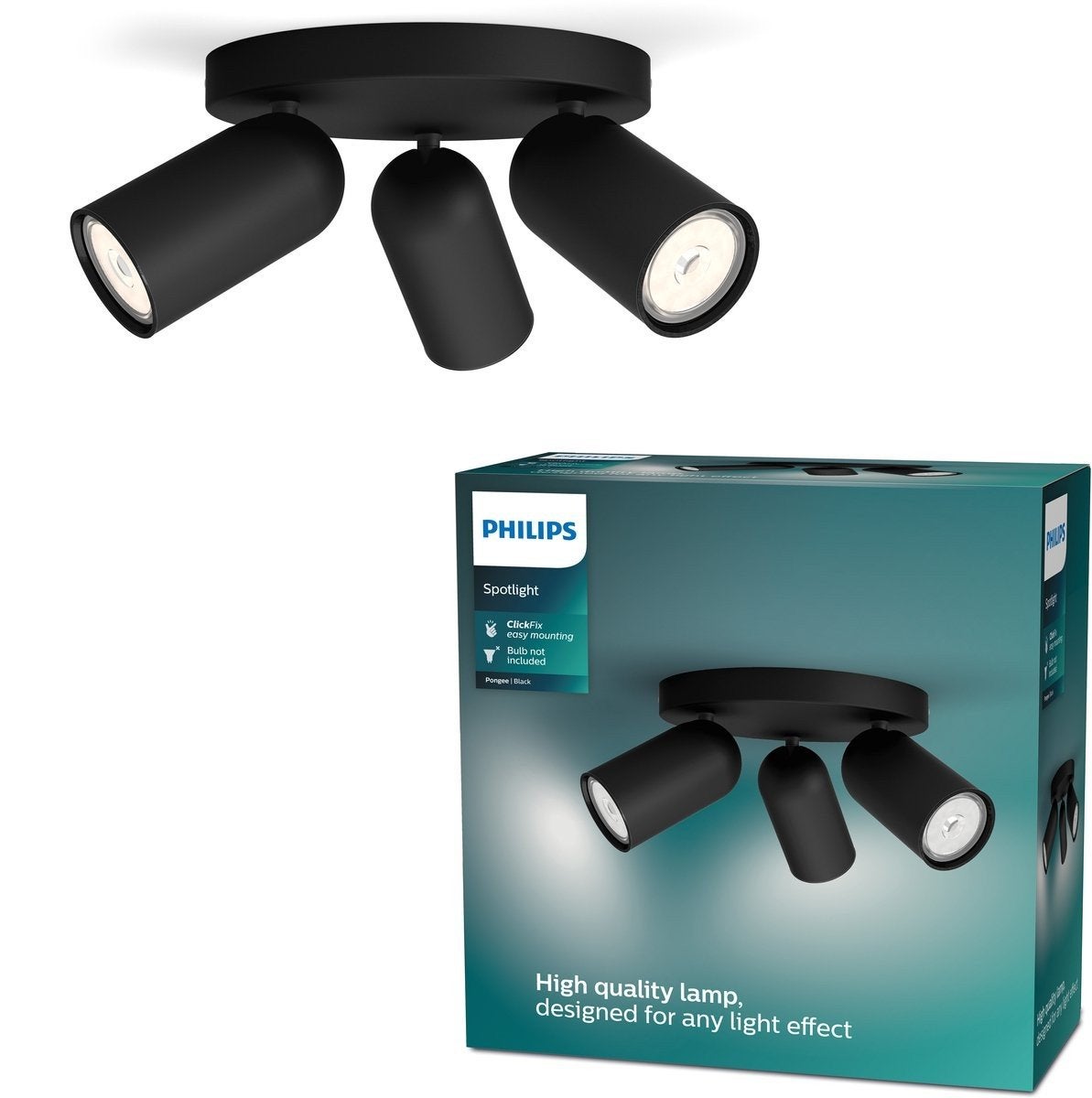 Philips Pongee Spotlight met GU10 LED lampen, zwart, Metaal, Zwart, Ophalen of Verzenden, Zo goed als nieuw
