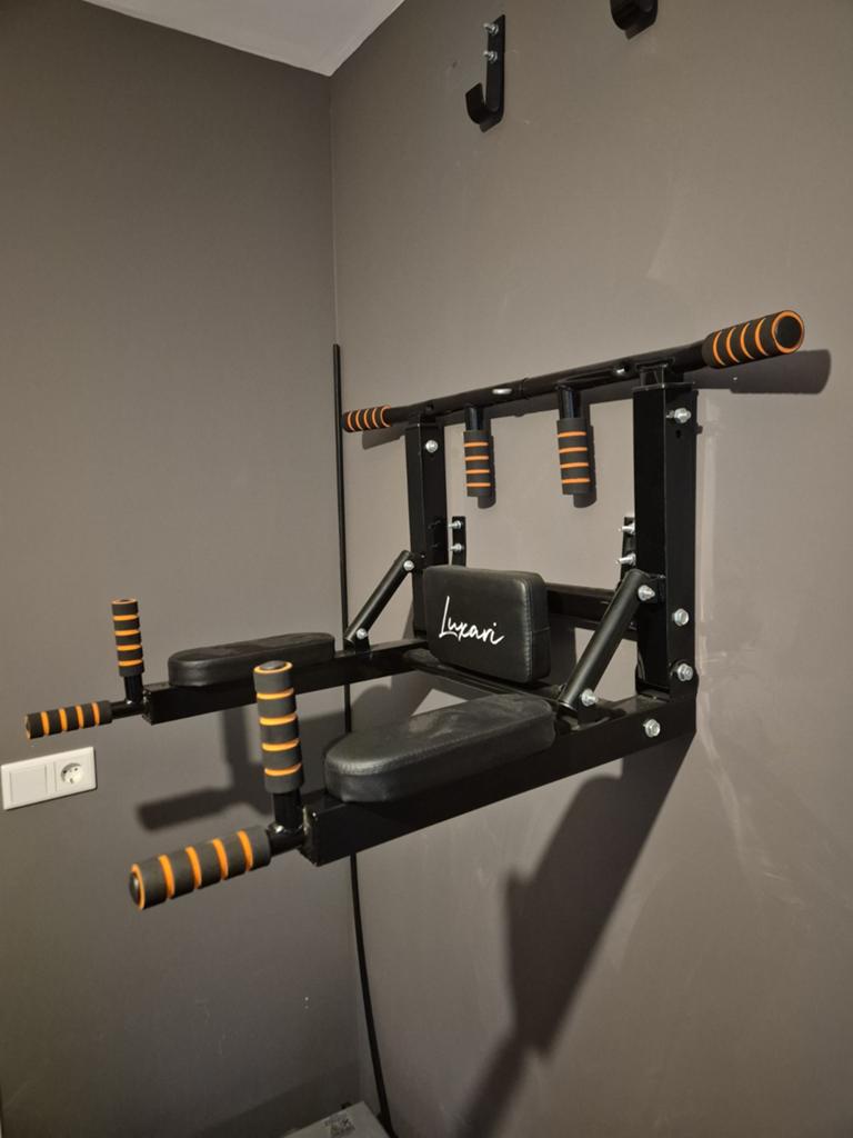 Luxari Pull-up en Dip Station - Wandmontage, Sport en Fitness, Fitnessmaterialen, Ophalen, Zo goed als nieuw, Buik, Oprekstang