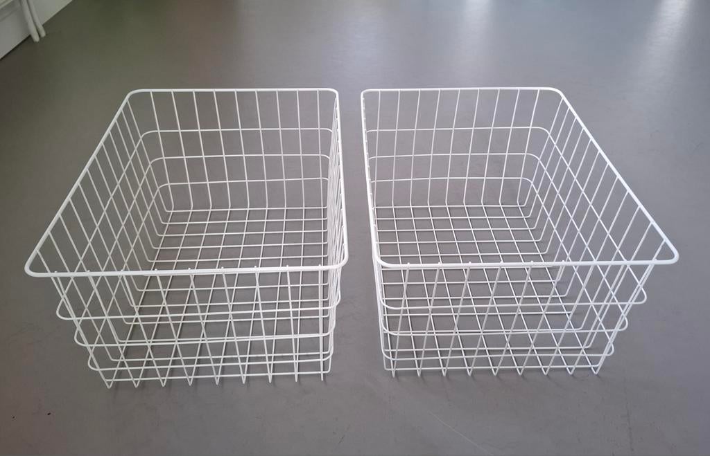 2 Metalen manden (wit), Ophalen, 25 tot 50 cm, Minder dan 50 cm, Minder dan 100 cm