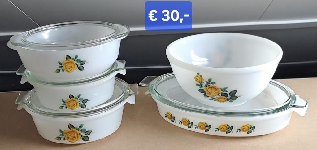 RETRO SCHALEN GELE ROOS, Verzamelen, Retro, Huis en Inrichting, Ophalen