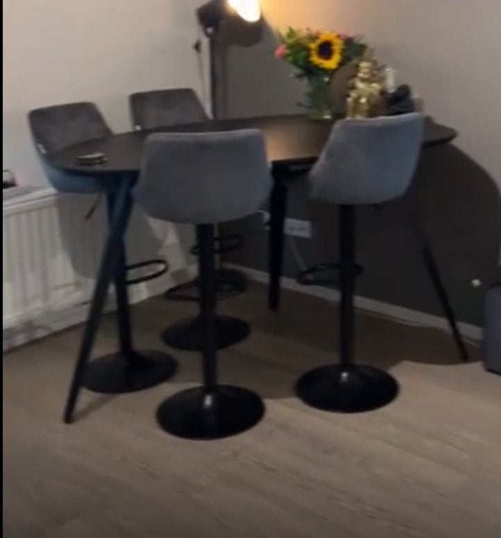 Bartafel met organisch blad + 2 barkrukken te koop, Ophalen, 100 tot 150 cm, 50 tot 100 cm, Zo goed als nieuw