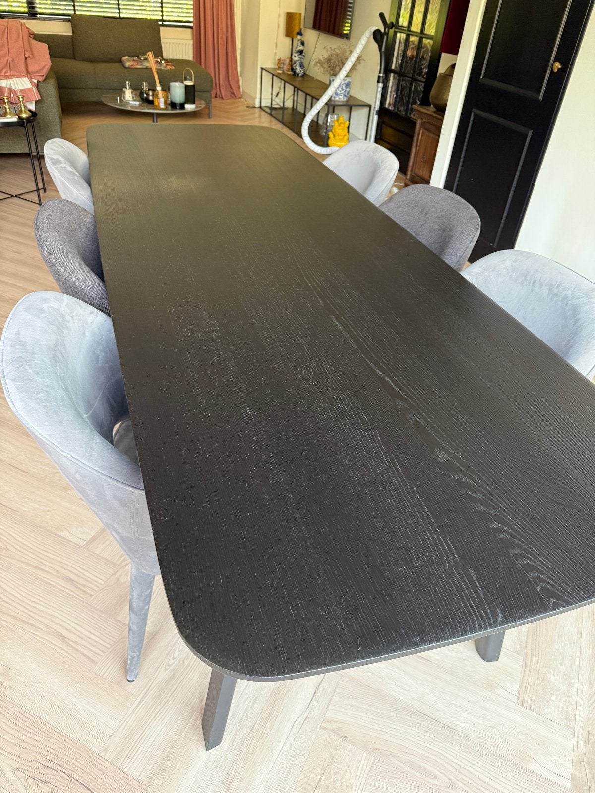 Arco design eettafel - Zwart eikenhout, Ophalen, Eikenhout, 200 cm of meer, 50 tot 100 cm