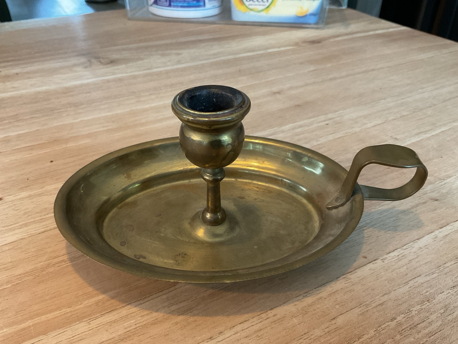 Antieke koperen blaker met handvat, Ophalen of Verzenden, Koper of Brons