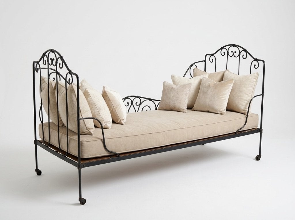 Antieke Franse gietijzeren divan / dagbed sierlijk smeedwerk, Ophalen of Verzenden