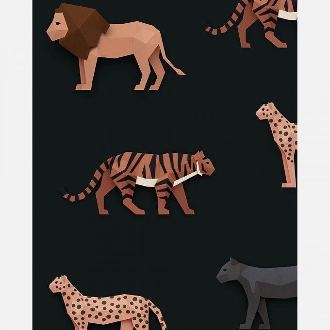 Kinderbehang Big Cats Donker Studio Ditte, Mail@studioditte.nl, Baronielaan 252 4837 BH Breda, Nieuw, Studio Ditte