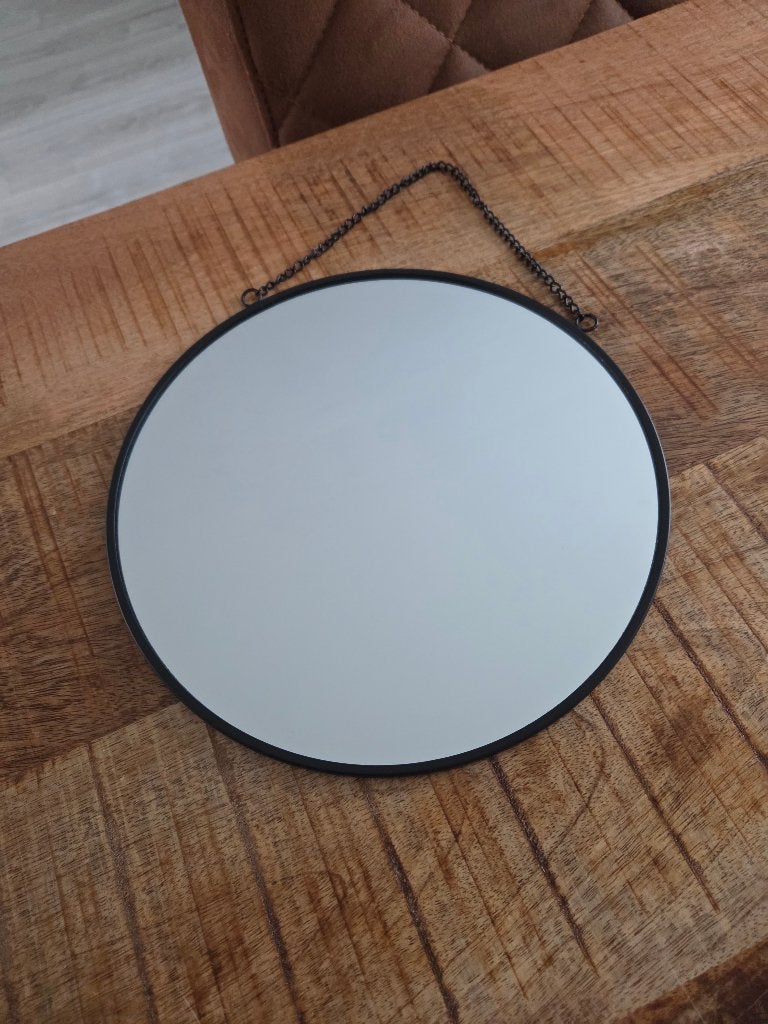 Leuk rond spiegeltje 25cm, Minder dan 50 cm, Verzenden, Rond, Zo goed als nieuw