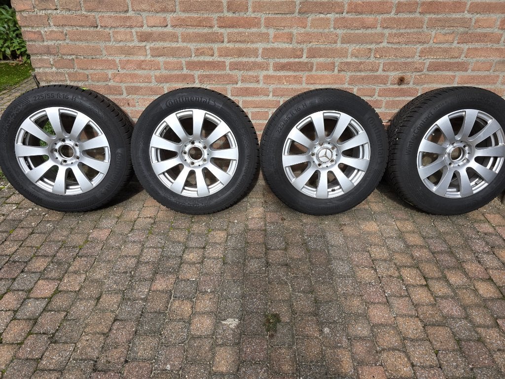 Originele Mercedes velgen met Continental winterbanden, Ophalen, Gebruikt, 16 inch, Banden en Velgen