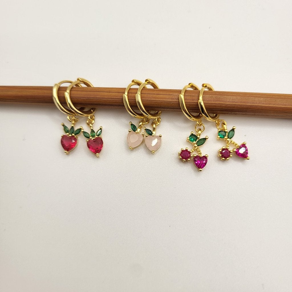 Oorringen met fruit hangertje, stainless steel, Sieraden, Tassen en Uiterlijk, Overige materialen, La Jefa Sieraden, Nieuw, Ophalen of Verzenden
