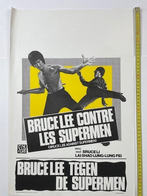 poster Bruce Lee 'contre les supermen' 1975, Ophalen of Verzenden, Zo goed als nieuw, A1 t/m A3, Film en Tv
