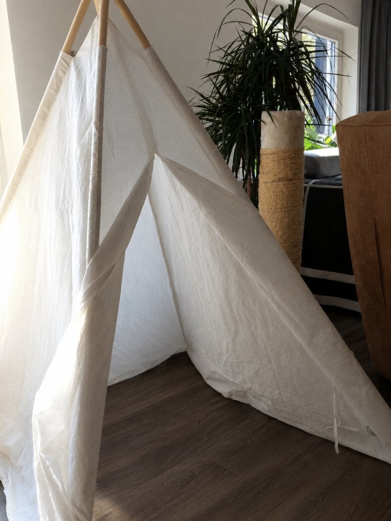 KEBO Tipi Speeltent – Katoen & Hout (1,2 x 1,2 x 1,5m), Ophalen of Verzenden, Gebruikt