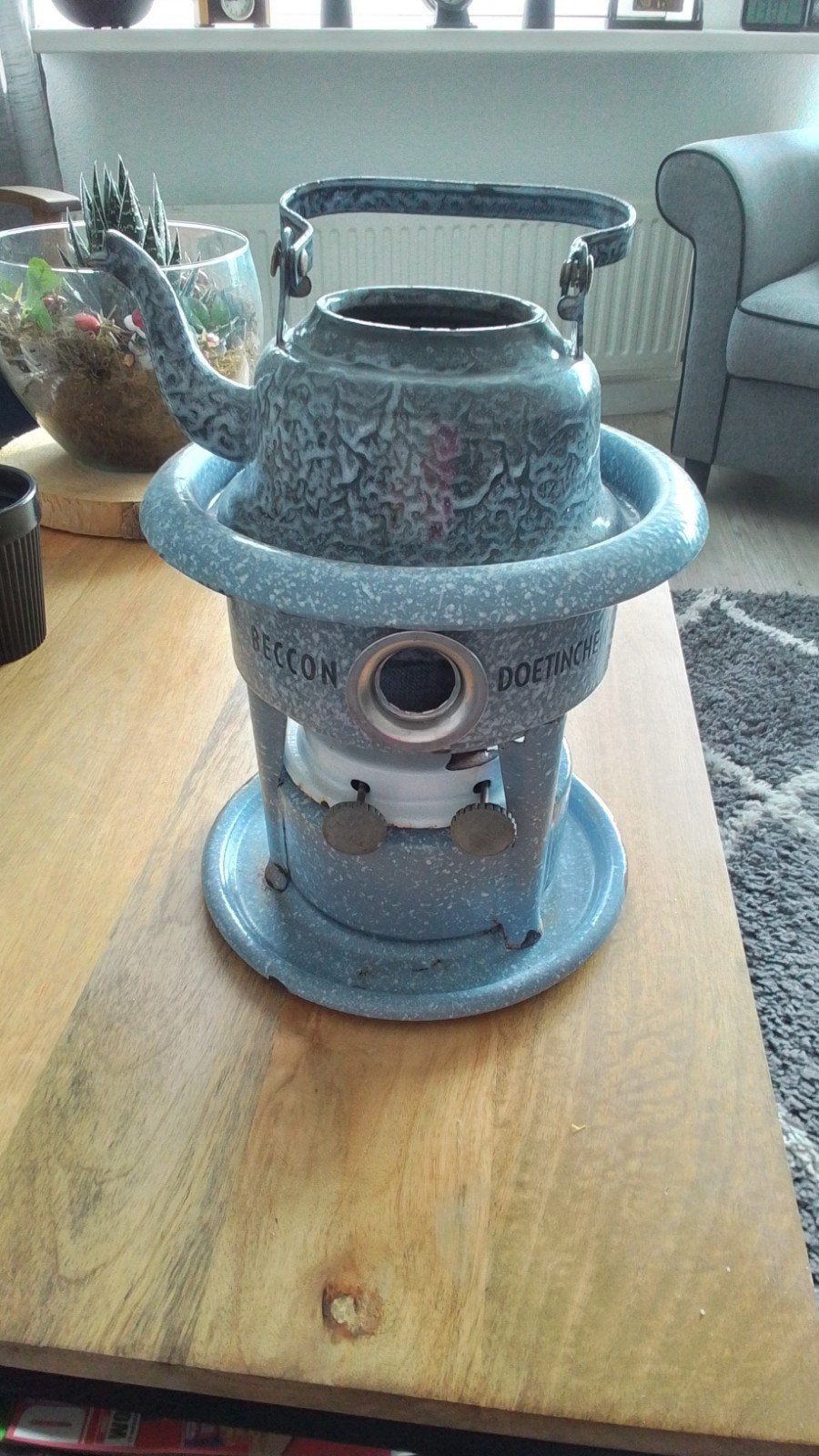 Vintage Becon Doetinchem theepot met rechaud, Ophalen